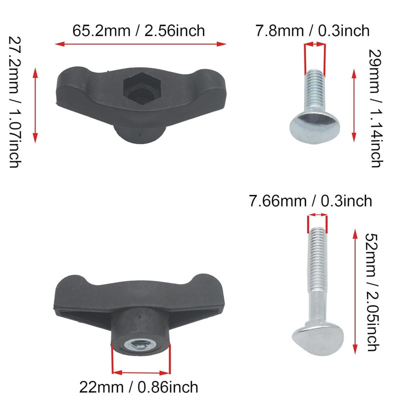 OZXNO 2 Pcs Lawn Mower Handle Knobs Nut Bolt Universal Wing Handle Knob T Handle Bolts for Most Lawn Mowers Snow Blower - Image 2